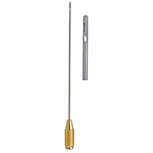 Canula liposuctie, un orificiu central alungit pe partea superioara si doua orificii pe partea inferioara, L30cm,  D4mm